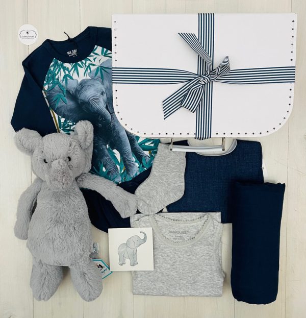 cuddle elephant baby gift hamper | sweet arrivals baby hampers