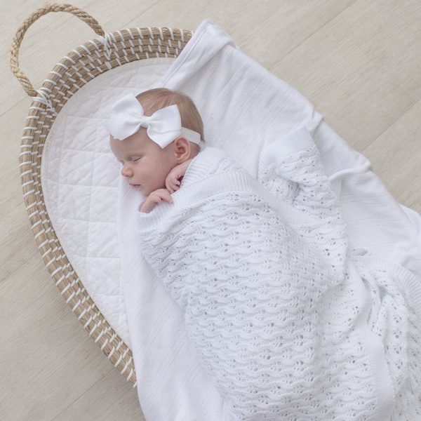 the living textiles company white knit blanket | sweet arrivals baby hampers