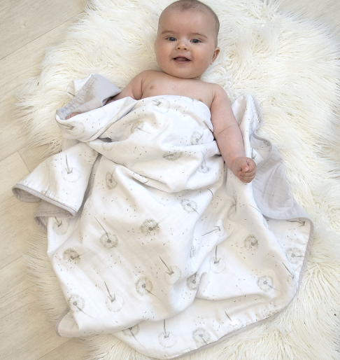 the living textiles dandelion muslin blanket | sweet arrivals baby hampers