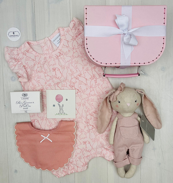 Pink bunny hops | sweet arrivals baby hampers