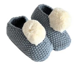 Alimrose pom pom blue booties | sweet arrivals baby hampers